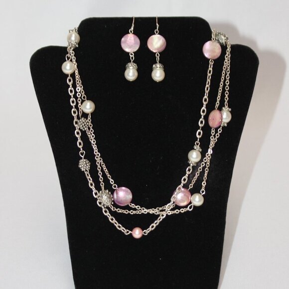 George Pearl Necklace and Matching Earrings - Picture 1 of 9